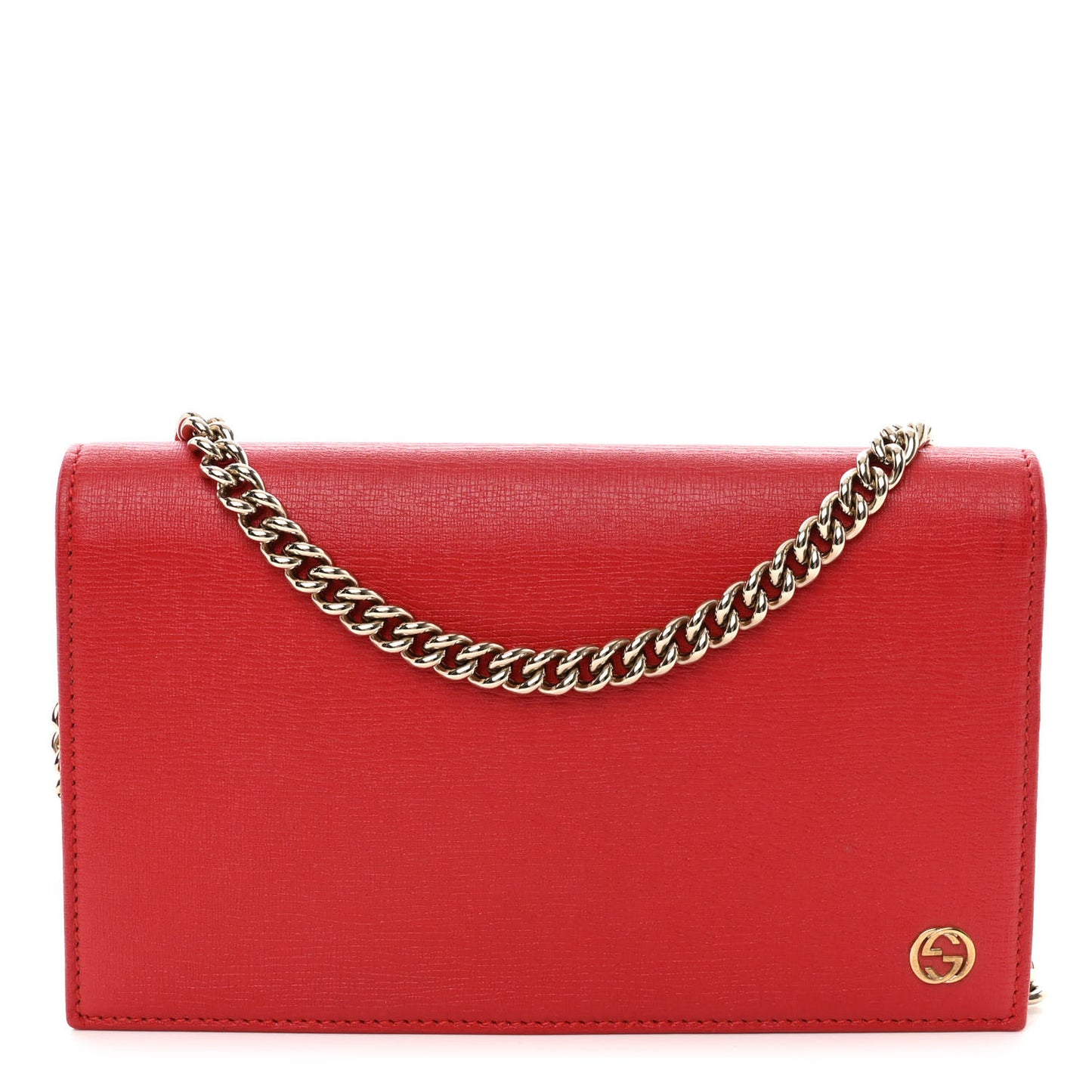 Dollar Calfskin Medium Betty Chain Wallet Red