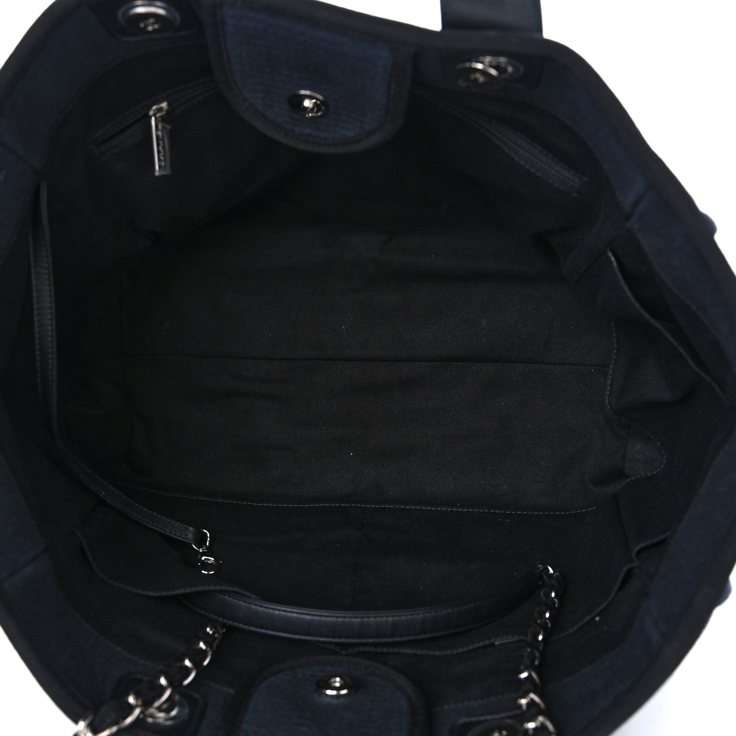 Chanel Mixed Fibers Calfskin Medium Deauville Tote Navy Blue 5 of 12