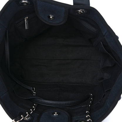 Chanel Mixed Fibers Calfskin Medium Deauville Tote Navy Blue 5 of 12