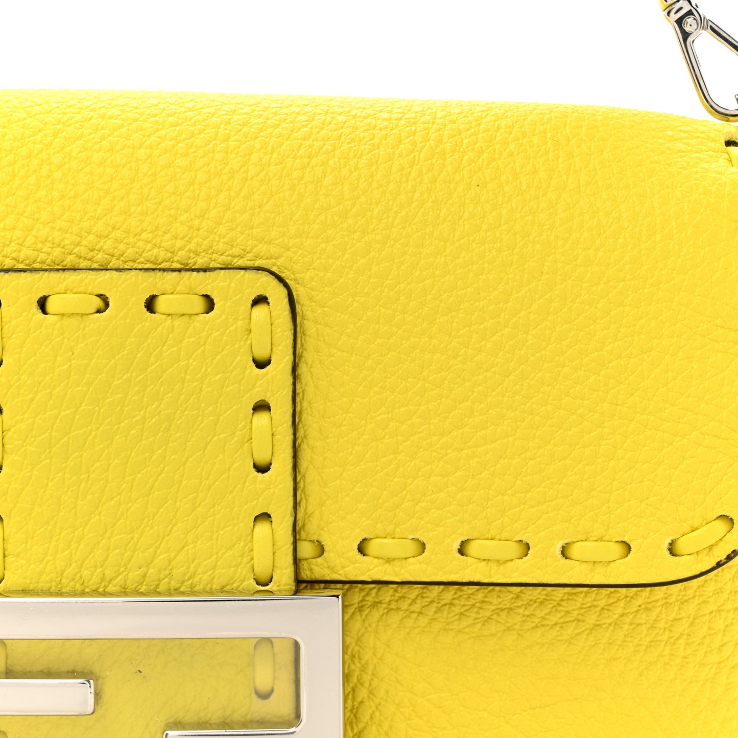 Cuoio Roma Sellerissima Nappa Sintetica Tape Stitch Mini Baguette Acid Yellow
