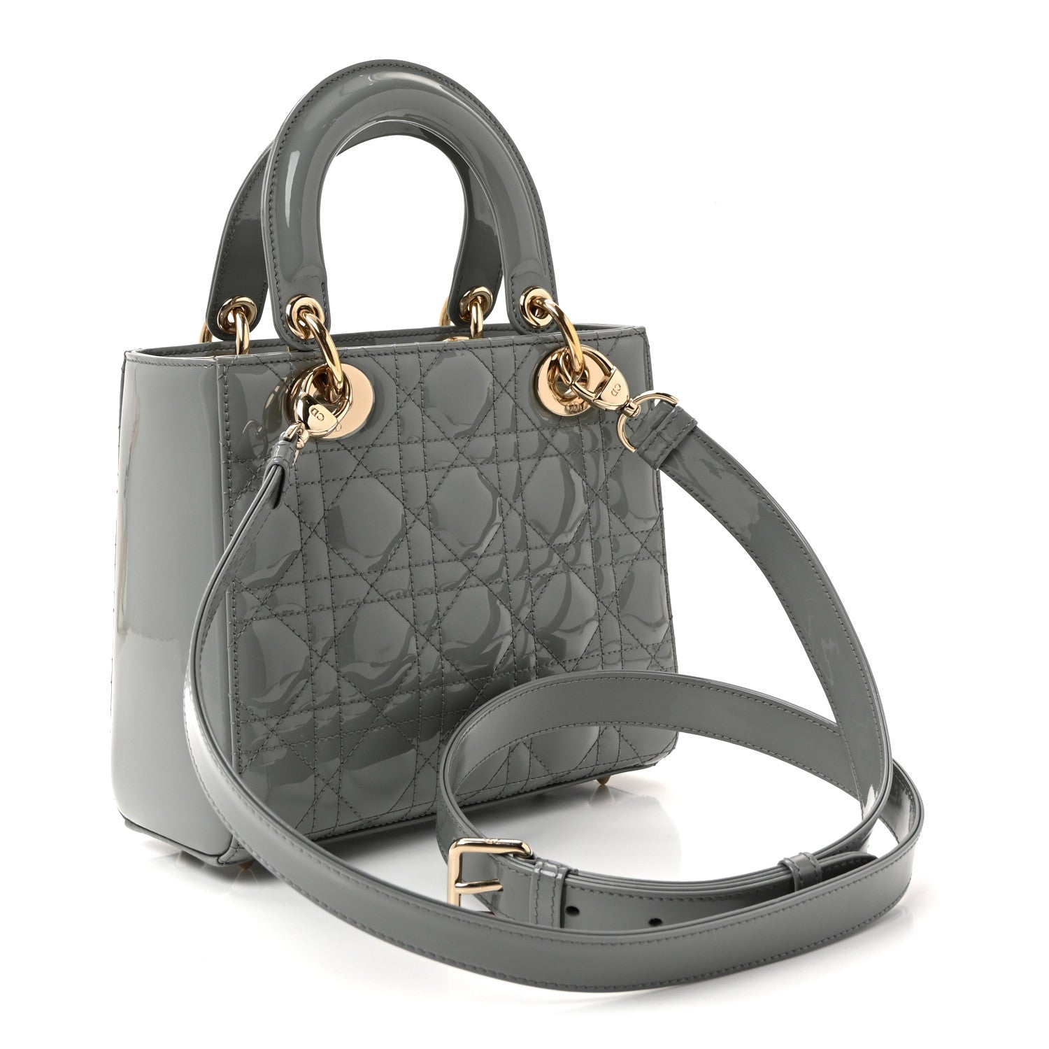 Christian Dior Patent Cannage Small Lady Dior Grey 3 of 9