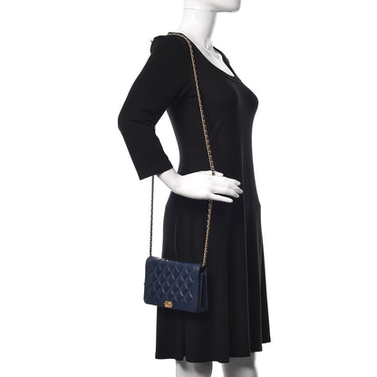 Chanel Lambskin Quilted Boy Wallet On Chain WOC Navy Blue 2 of 12