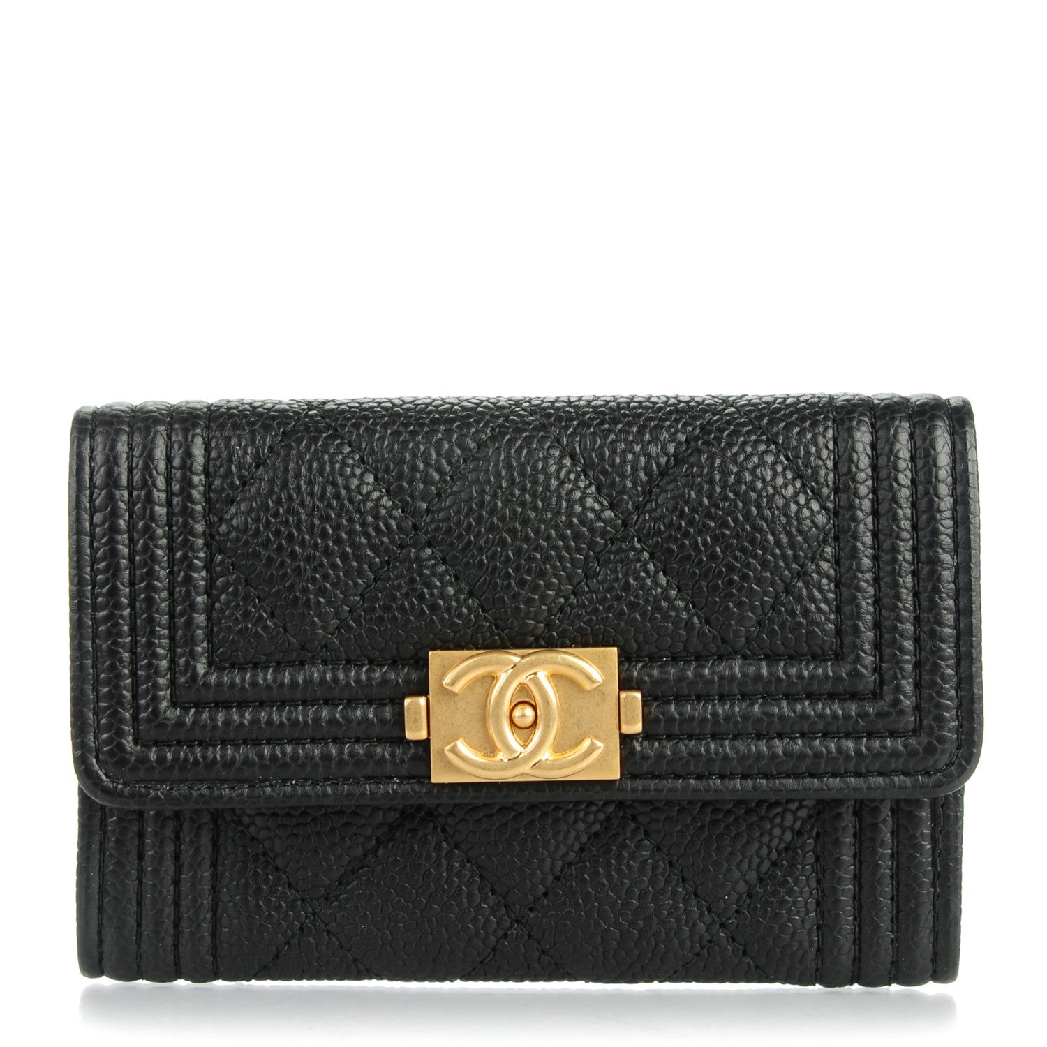 Chanel Caviar Quilted Boy Flap Card Holder Black 1 of 8