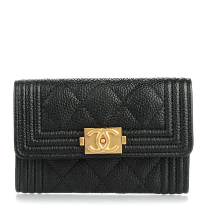 Chanel Caviar Quilted Boy Flap Card Holder Black 1 of 8