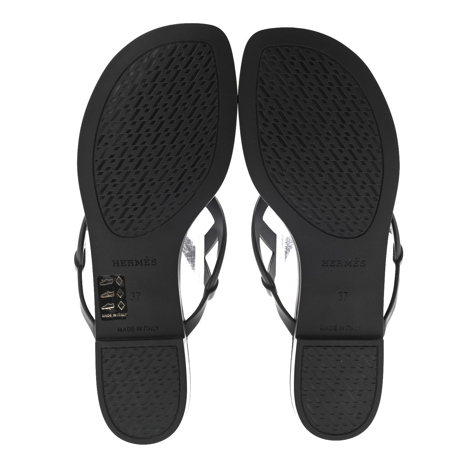 Hermes Rubber Womens Egerie Sandals 37 Black 6 of 7