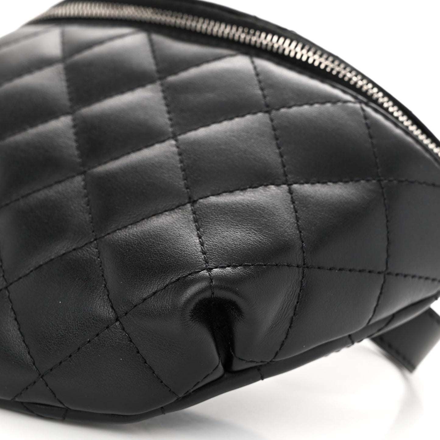 Calfskin Quilted Waist Belt Bag Black