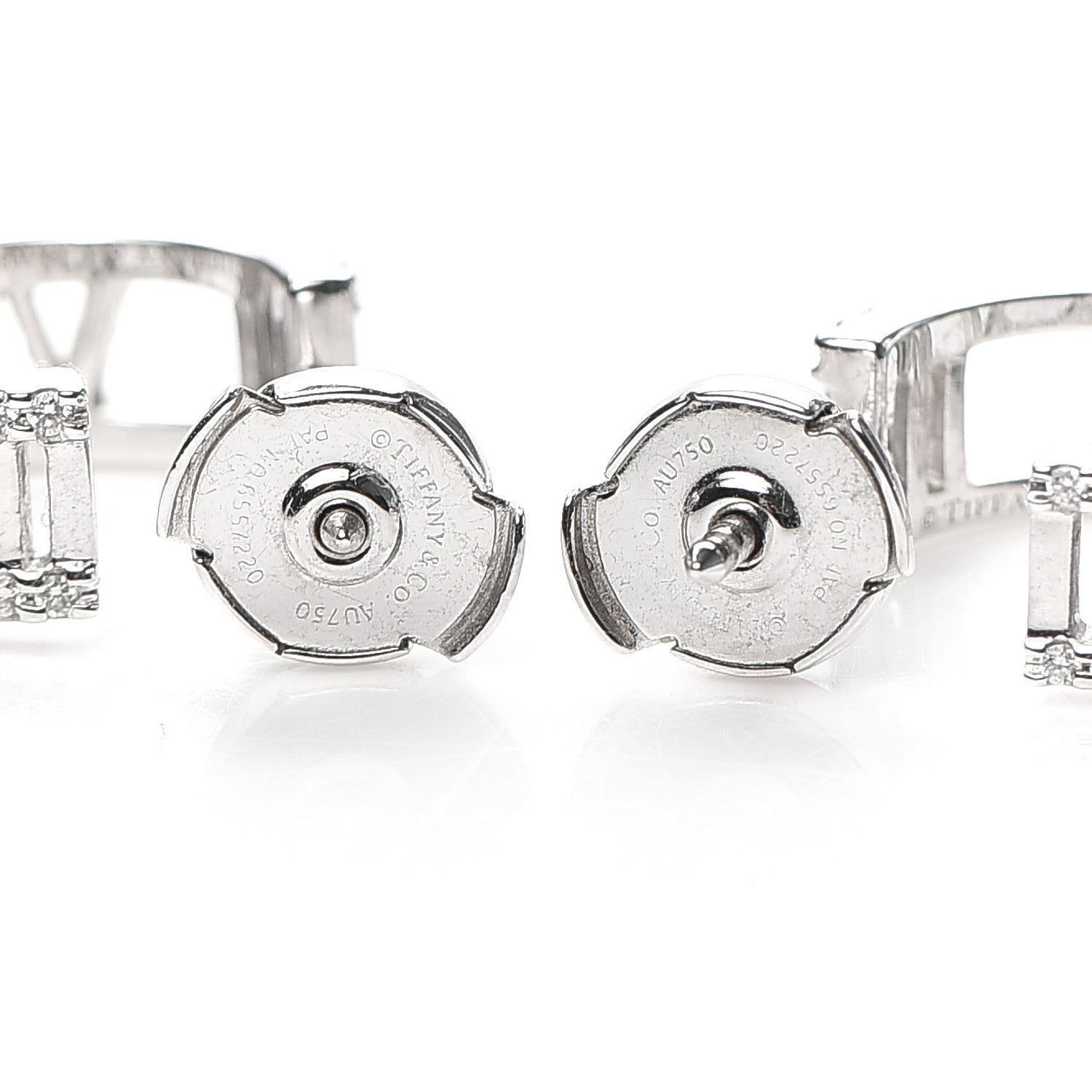 Tiffany 18K White Gold Diamond Atlas Open Hoop Earrings 3 of 5