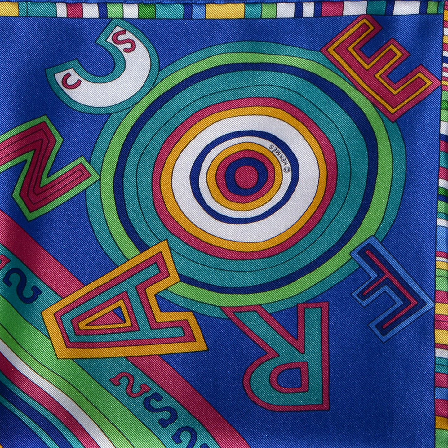 Silk Tohu Bohu Scarf 90 Bleu Dur Vert Veronese Rose