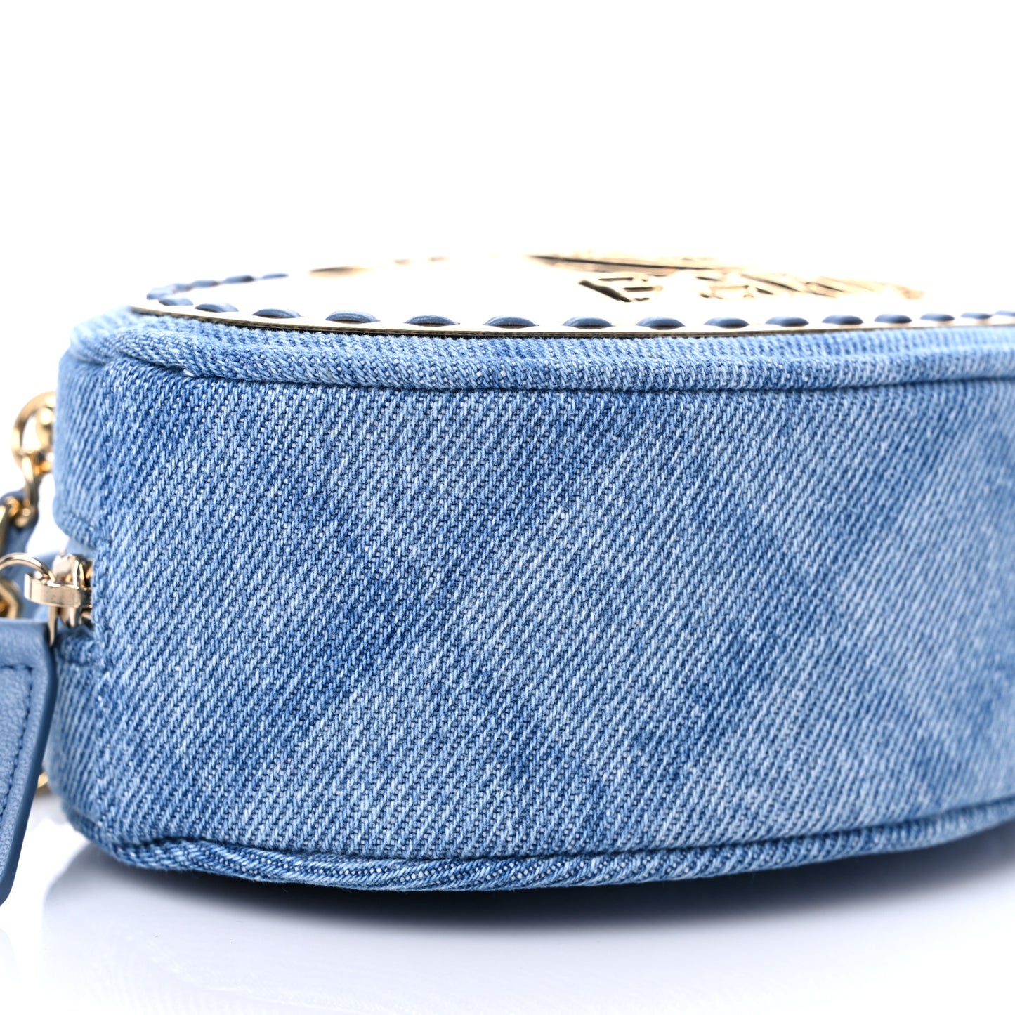 Denim Printed Chain Clutch Dark Blue