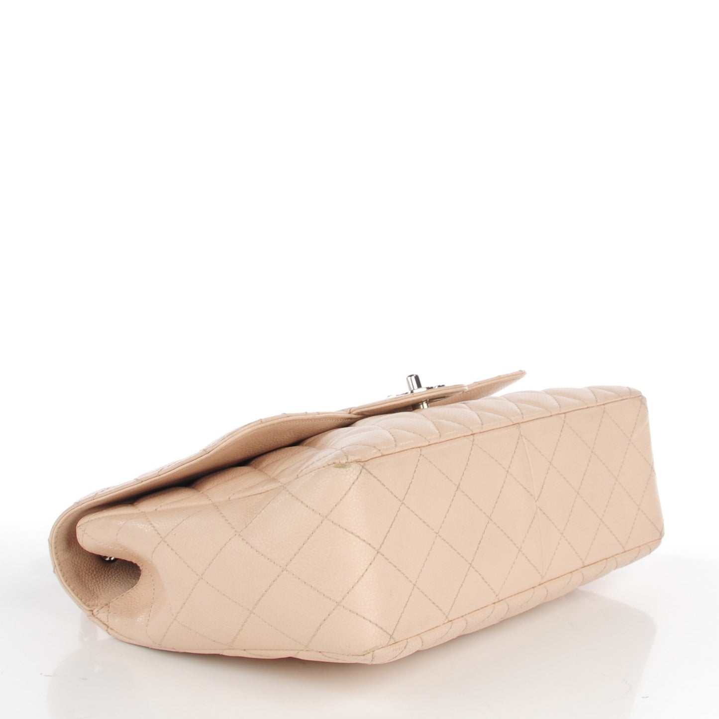 Caviar Quilted Jumbo Single Flap Beige Clair