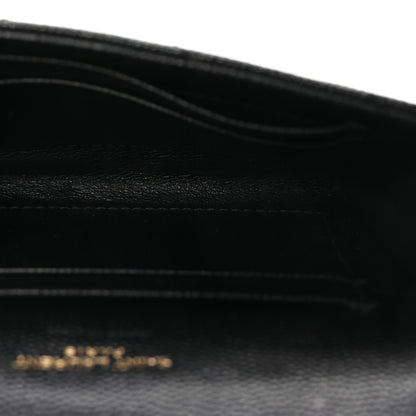 Saint Laurent Grain De Poudre Matelasse Chevron Small Monogram Envelope Wallet Black 5 of 7
