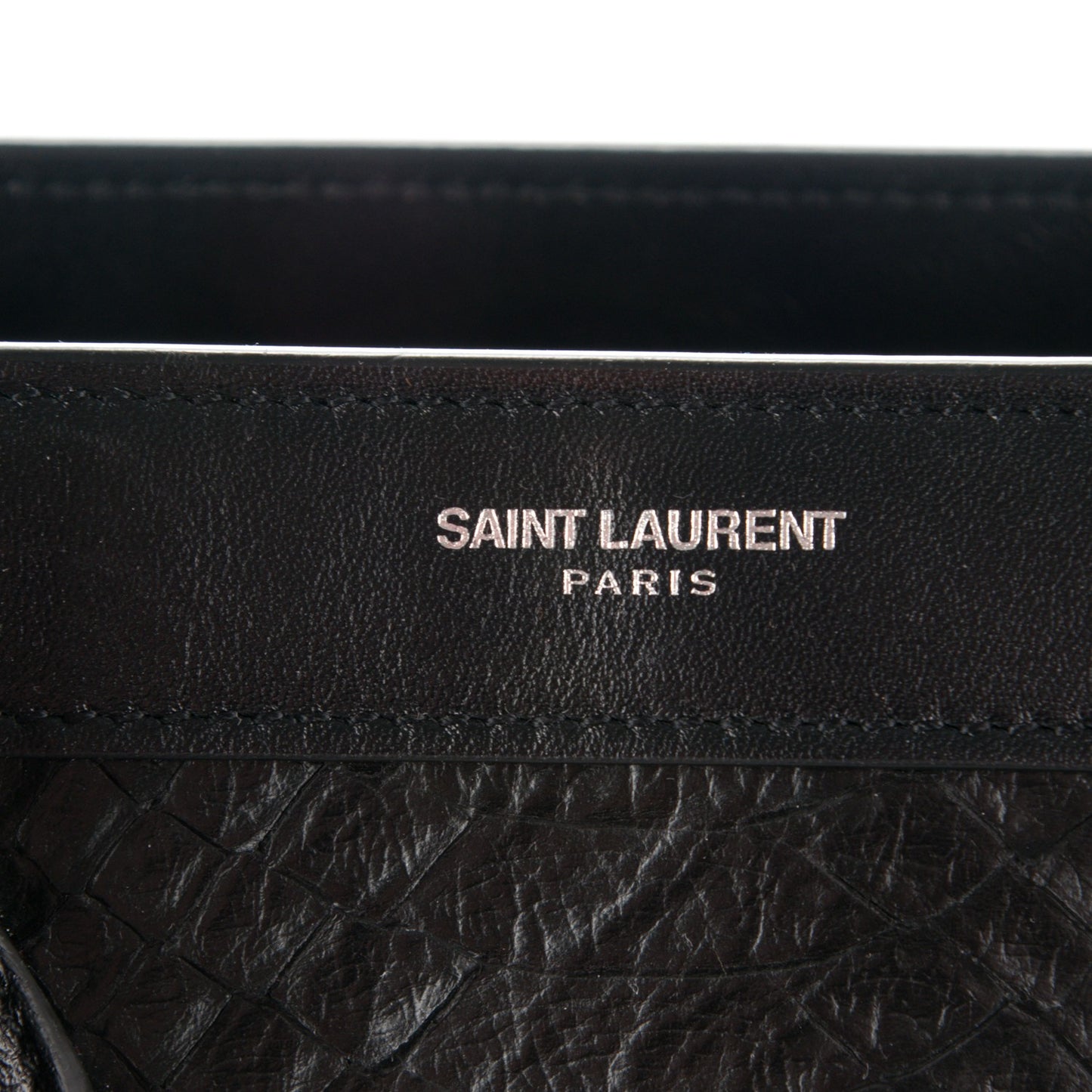 Python Calfskin Embossed Small Sac de Jour Black