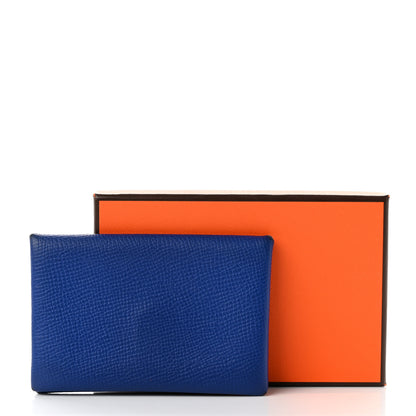 Hermes Epsom Calvi Duo Card Case Bleu Electrique 10 of 10