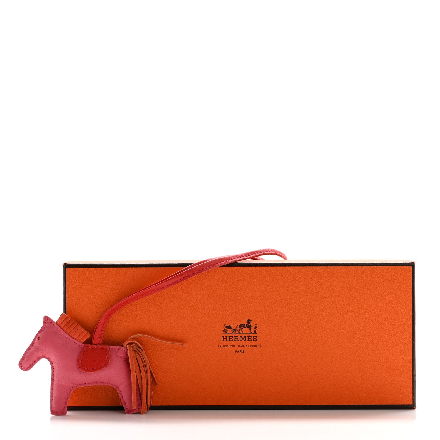 Hermes Milo Lambskin Grigri Rodeo Horse Bag Charm PM Rose Azalee Orange Poppy Rouge Indien 5 of 5