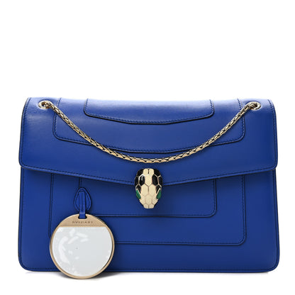 Bulgari Calfskin Serpenti Forever Shoulder Bag Blue 1 of 8