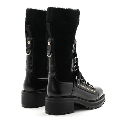 Christian Dior Calfskin Furr Stretch D-Fight Ankle Boots 39.5 Black 5 of 11