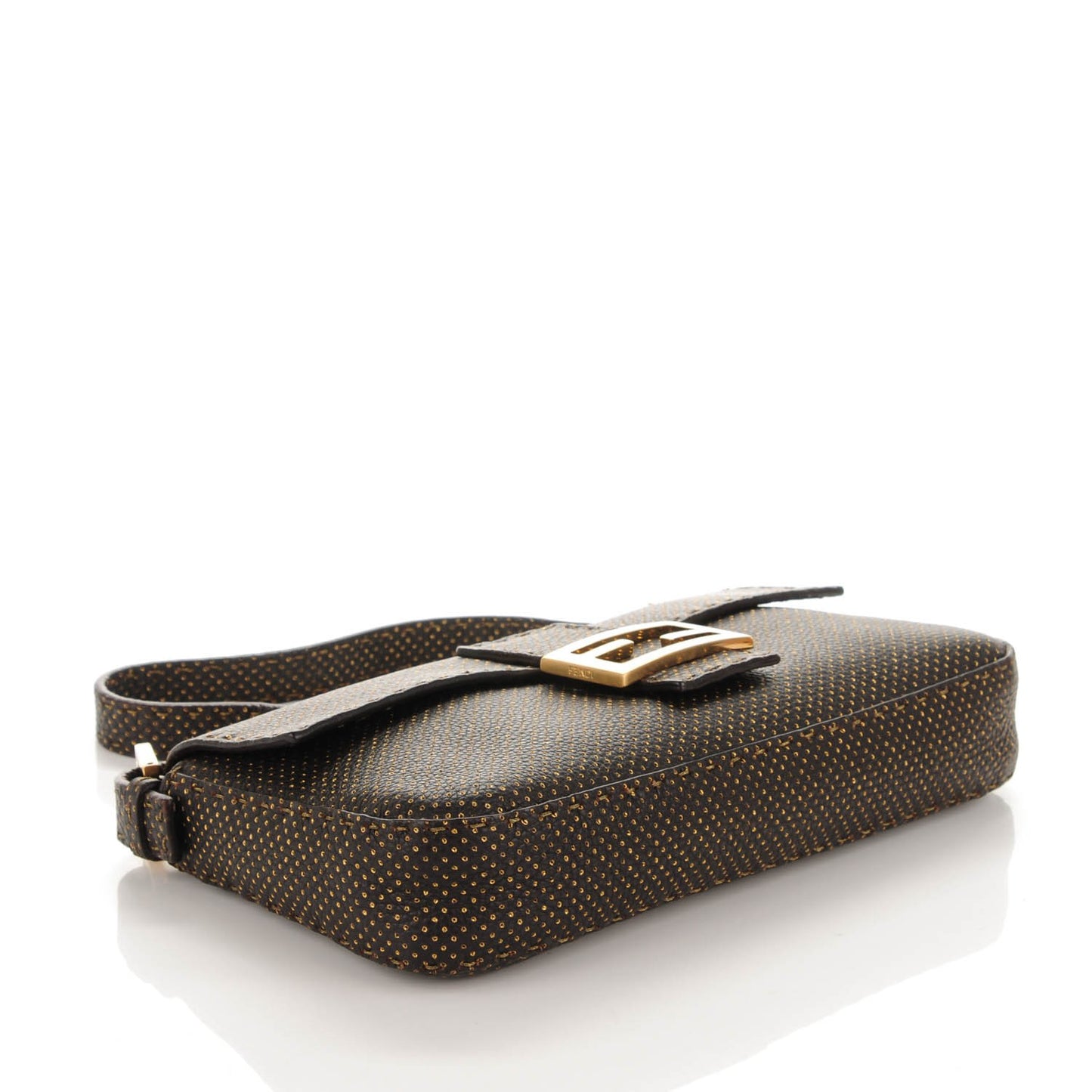 Calfskin Romano Selleria Perforated Baguette Black