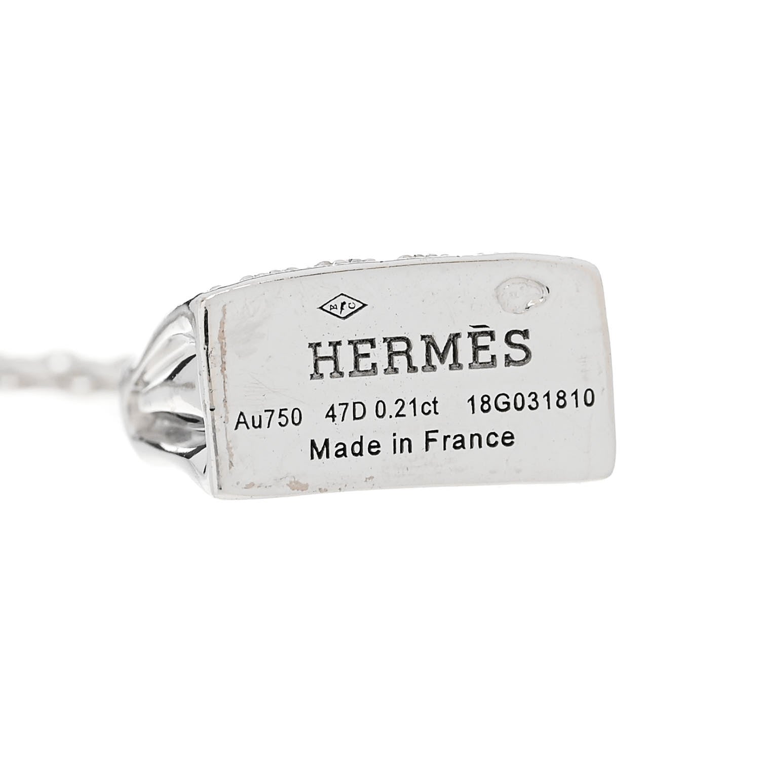 Hermes 18K White Gold Diamond Kelly Amulette Pendant Necklace 4 of 5