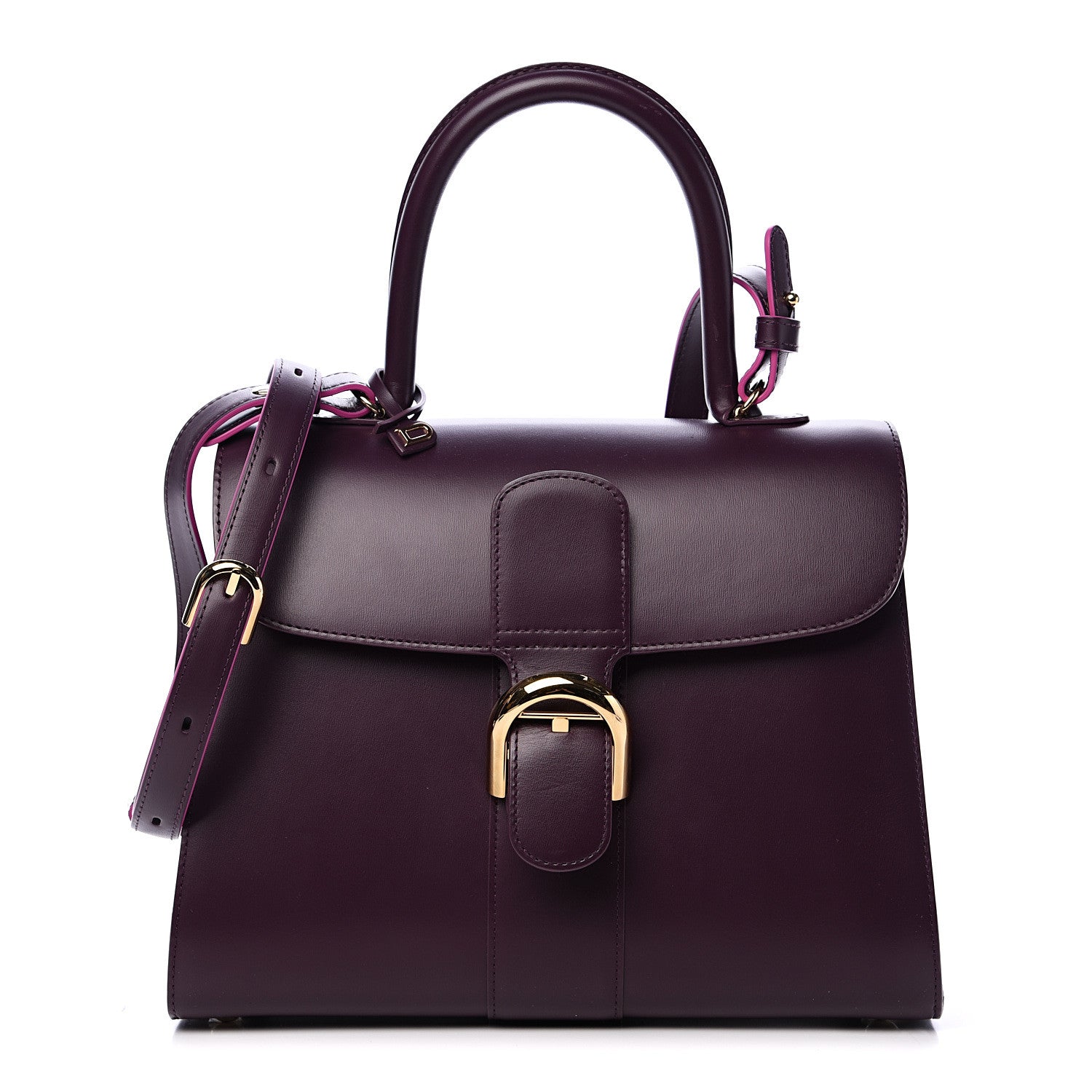 Delvaux Boxed Calfskin MM Magic Brillant Satchel Prune 1 of 9