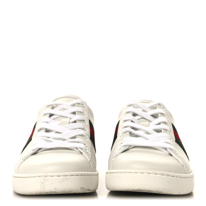 Gucci Calfskin Ayers Bee Embroidered Womens Ace Sneakers 38.5 White Flame Red Green 3 of 10