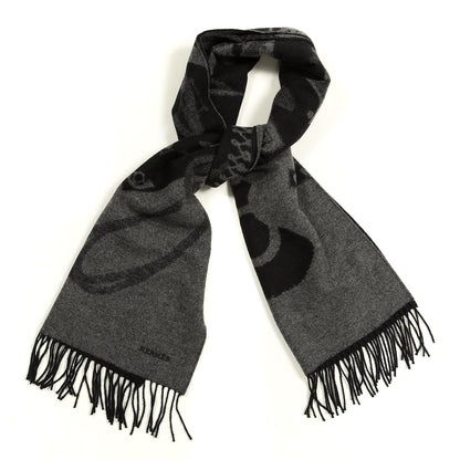 Hermes Cashmere Fringe Stole Black Gris Flanelle 1 of 4