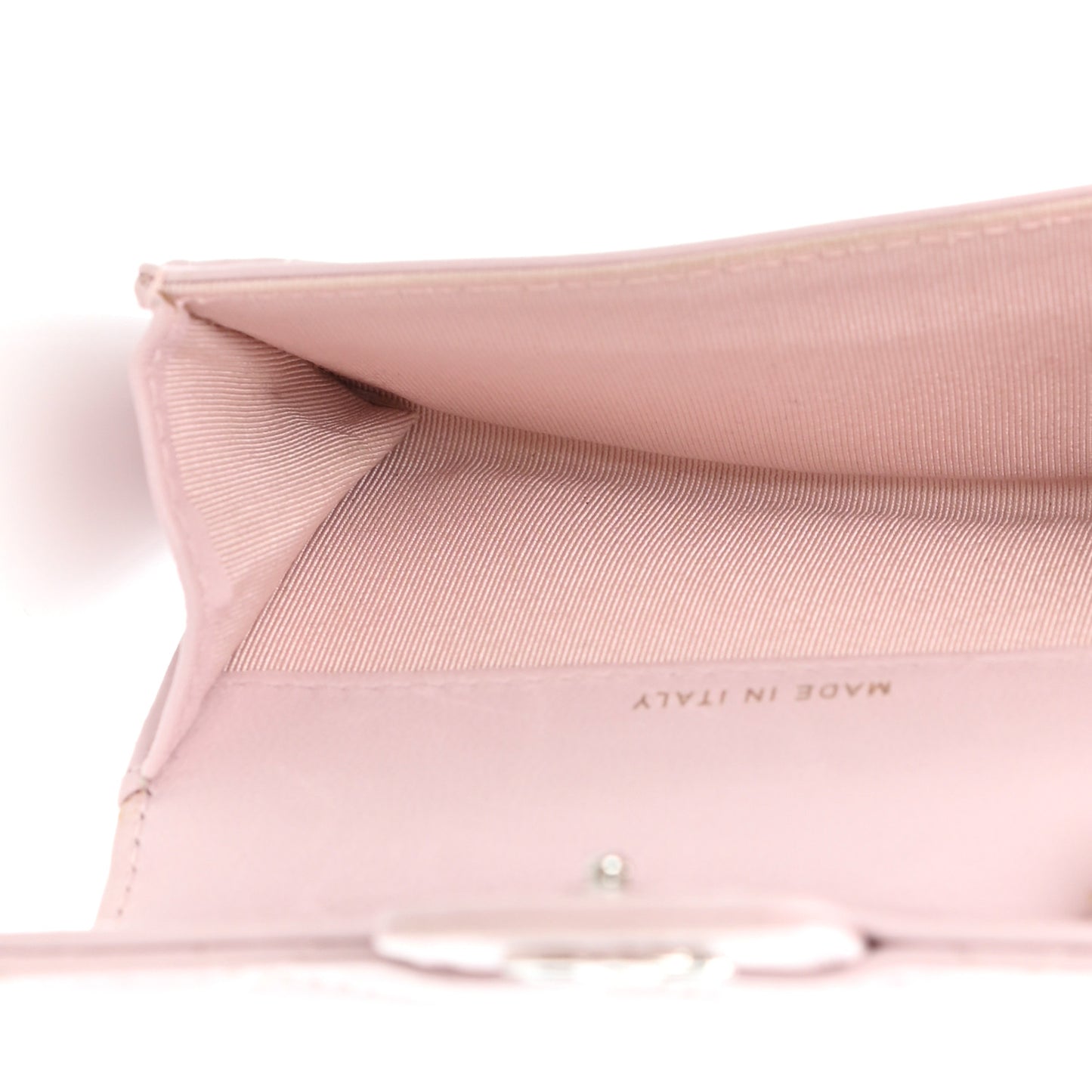 Lambskin Quilted Flap Card Holder Pink