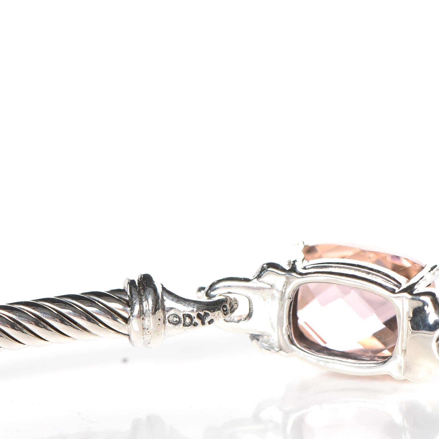 David Yurman Sterling Silver Diamond Morganite 3mm Petite Wheaton Bracelet 5 of 5