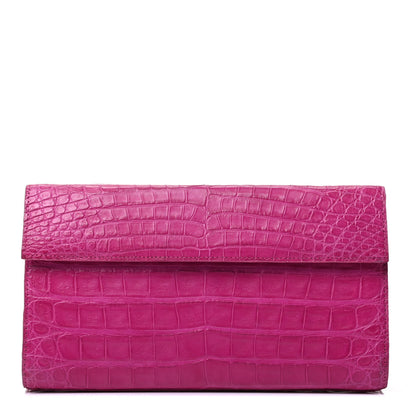 Nancy Gonzalez Crocodile Foldover Clutch Fuchsia 1 of 4