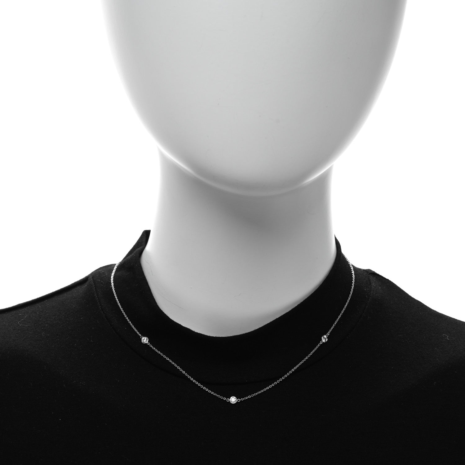 Tiffany Platinum Diamond .30ctw Elsa Peretti Diamonds by the Yard 3 Station Necklace 2 of 5