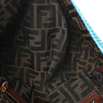 Fendi Fabric Crochet Vitello Grace Plexiglass Baguette Cyber Blue Ghianda 6 of 10