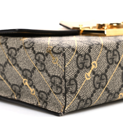 Gucci GG Supreme Monogram Calfskin Horsebit Print Mini Padlock Top Handle Shoulder Bag Beige Ebony Light Pink 8 of 10