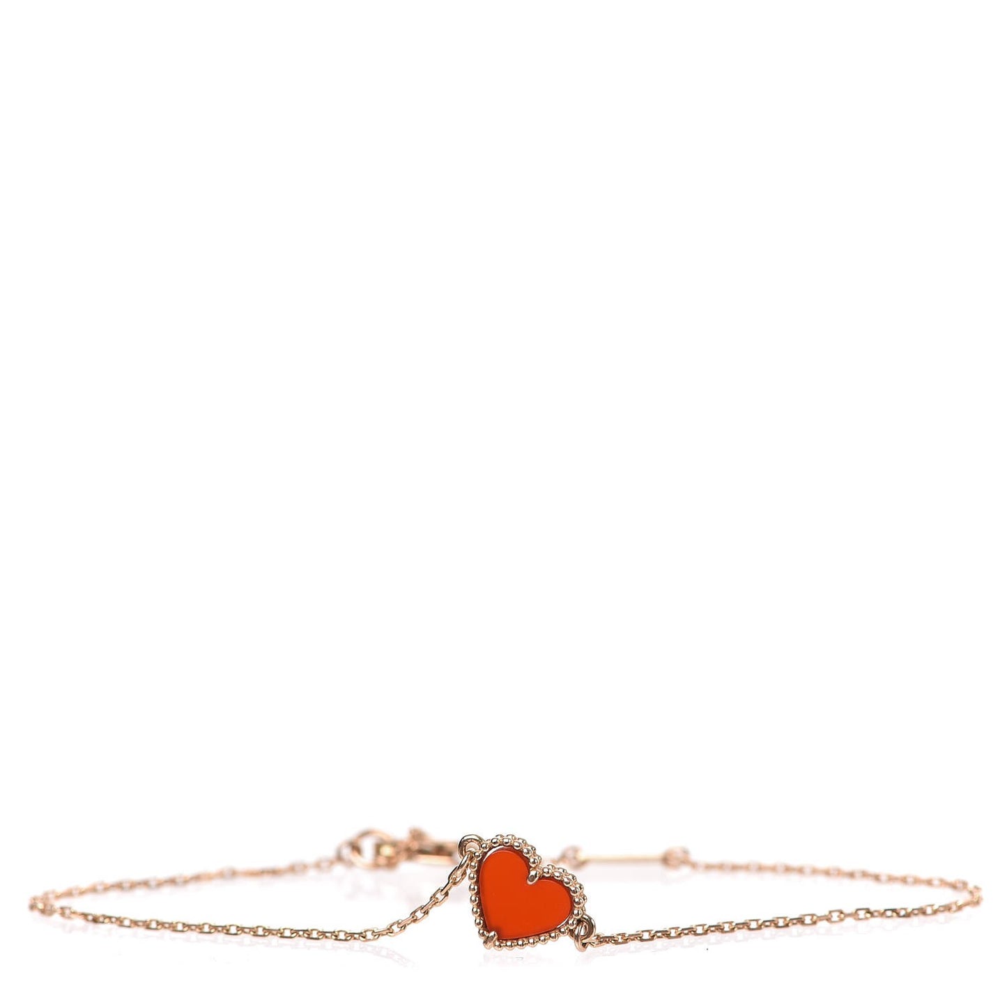 18K Rose Gold Carnelian Sweet Alhambra Heart Bracelet