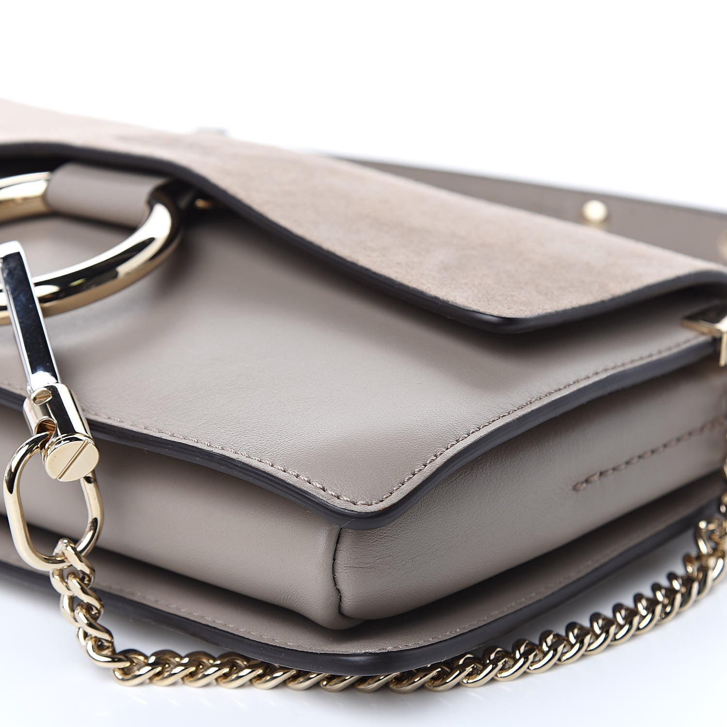 Chloe Suede Calfskin Small Faye Shoulder Bag Motty Grey 8 of 9