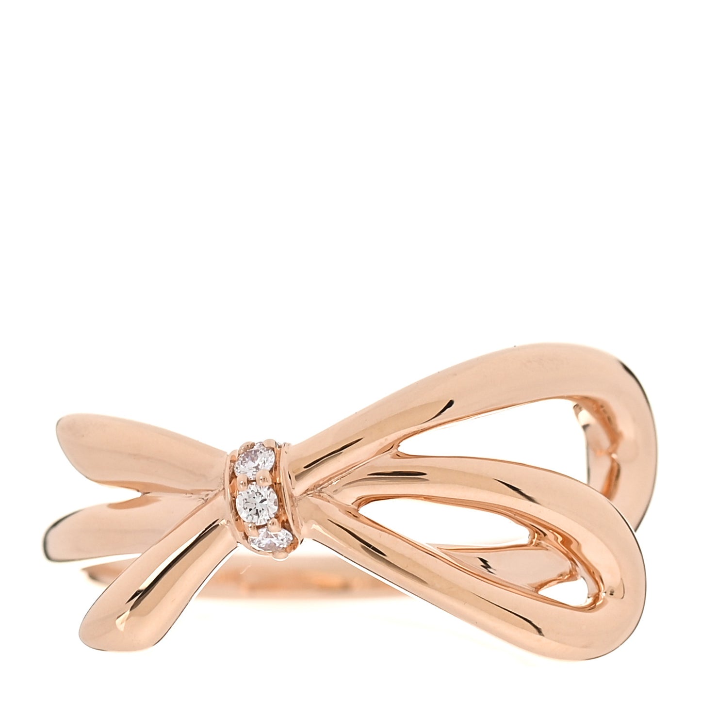 18K Rose Gold Diamond Bow Ring 53 6.5