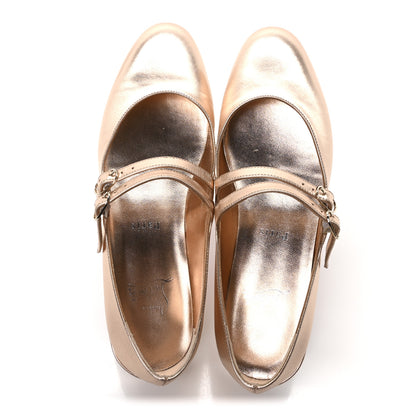 Christian Louboutin Calf Laminato Satin Sweet Jane Flats 37 Leche 2 of 8