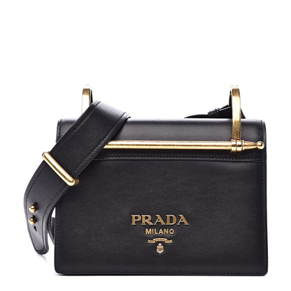 Prada Vitello Antic Soft Pattina Shoulder Bag Black 1 of 14