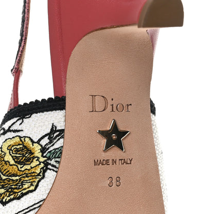 Christian Dior Canvas Embroidered Florilegio J'Adior Slingback 65mm Pumps 38 White Multicolor 8 of 10