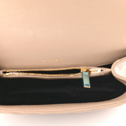 Saint Laurent Sheepskin Matelasse Chevron Monogram Medium College Bag Dark Beige 5 of 11