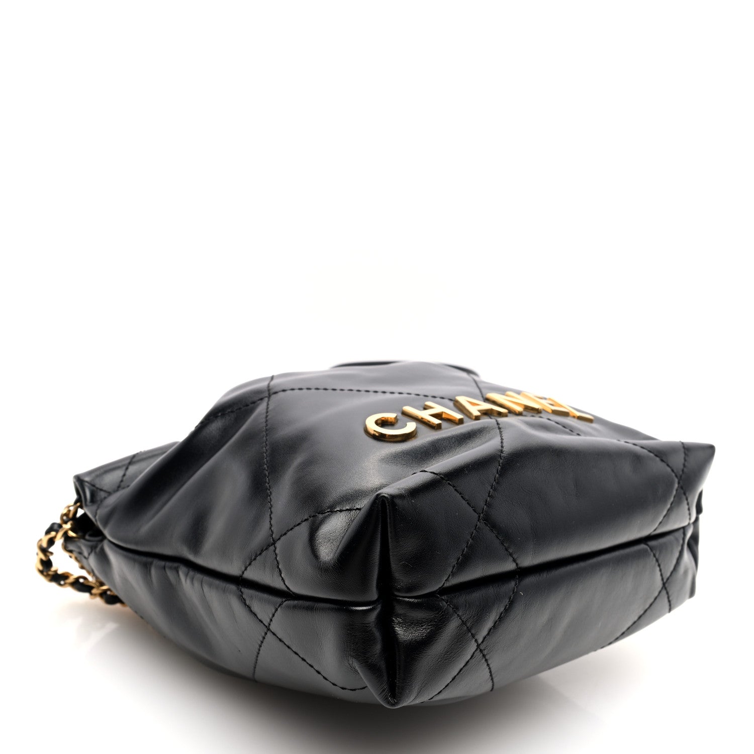 Chanel Shiny Calfskin Quilted Pearl CC Chain Mini Chanel 22 Black 4 of 11