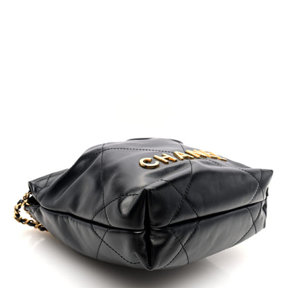Chanel Shiny Calfskin Quilted Pearl CC Chain Mini Chanel 22 Black 4 of 11