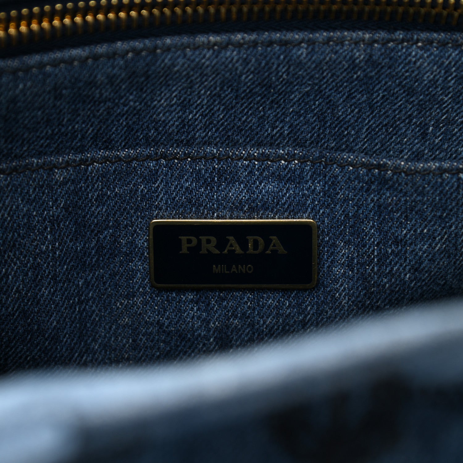 Prada Denim Small Logo Tote Bleu 6 of 9