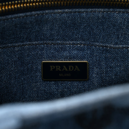 Prada Denim Small Logo Tote Bleu 6 of 9