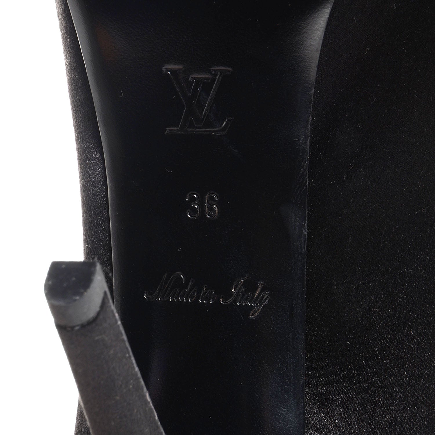 Louis Vuitton Satin Athen Peep Toe Pumps 36 Black 6 of 8