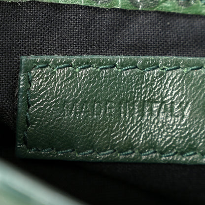Balenciaga Shiny Supple Calfskin Crocodile Embossed Gold Metallic Edge Hardware Nano City Green 8 of 12