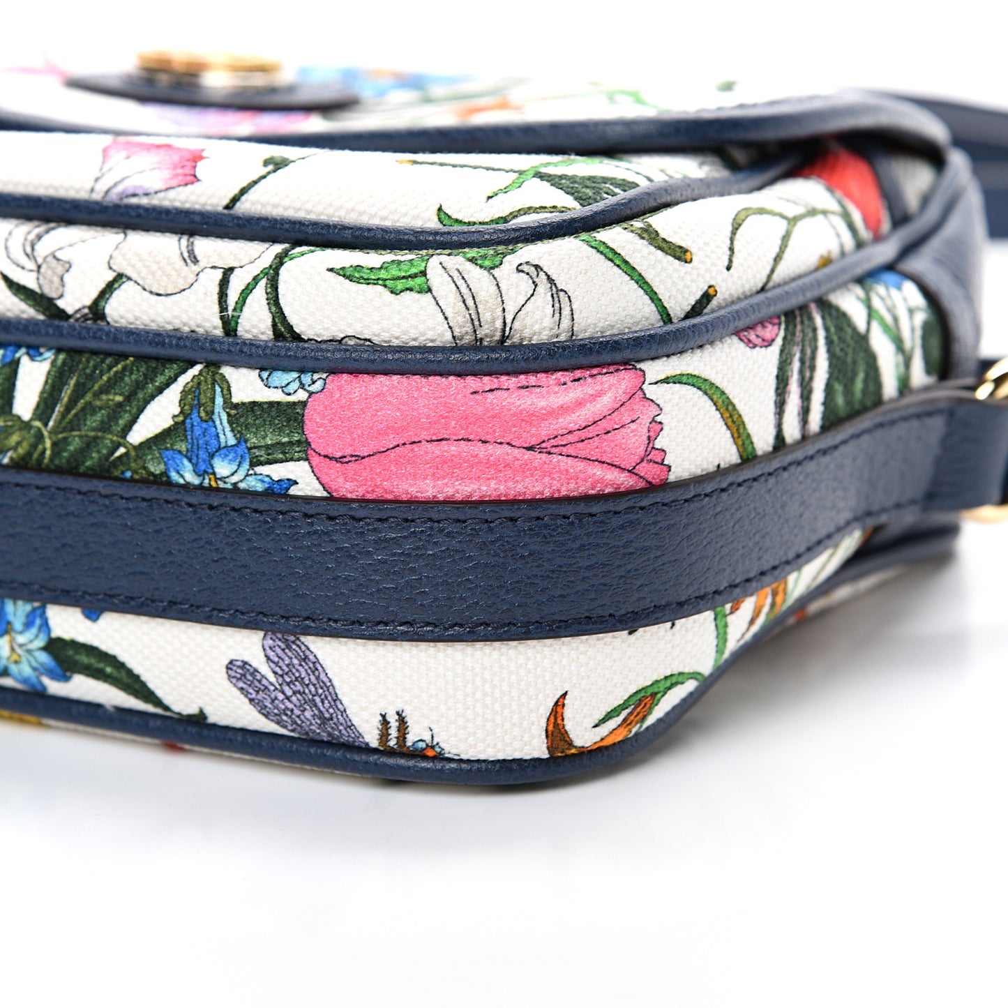 Canvas Flora Floral Shoulder Bag White Blue Agata Mulitcolor
