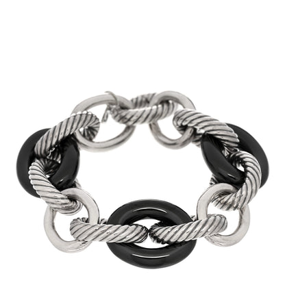 David Yurman Sterling Silver Black Ceramic 17mm Extra Large Oval Link Bracelet 1 of 3
