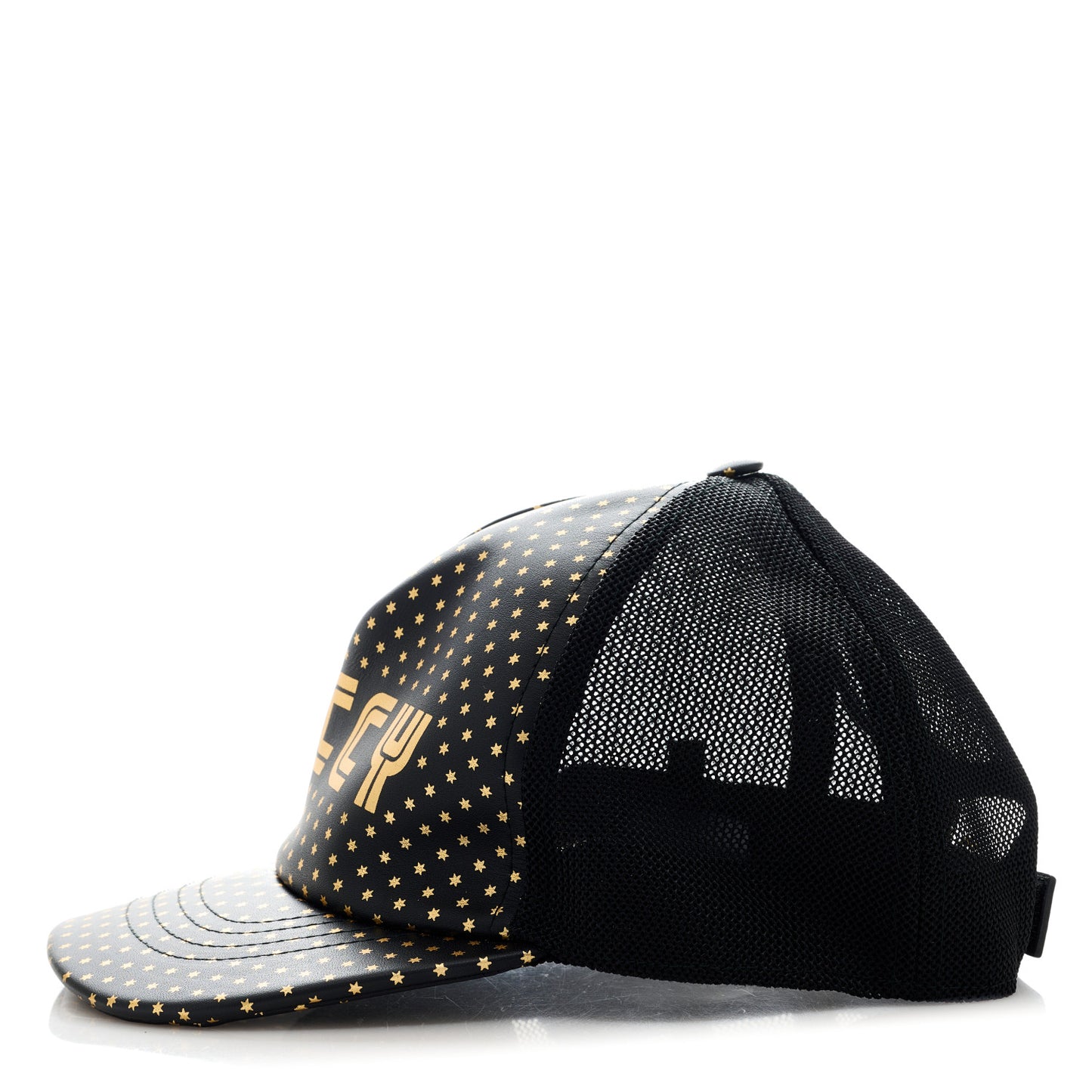 X SEGA Calfskin GUCCY Stars Baseball Hat M Black Gold