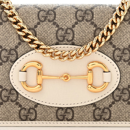 Gucci GG Supreme Monogram Azalea Calfskin Horsebit 1955 Wallet On Chain Beige Ebony Mystic White 8 of 11