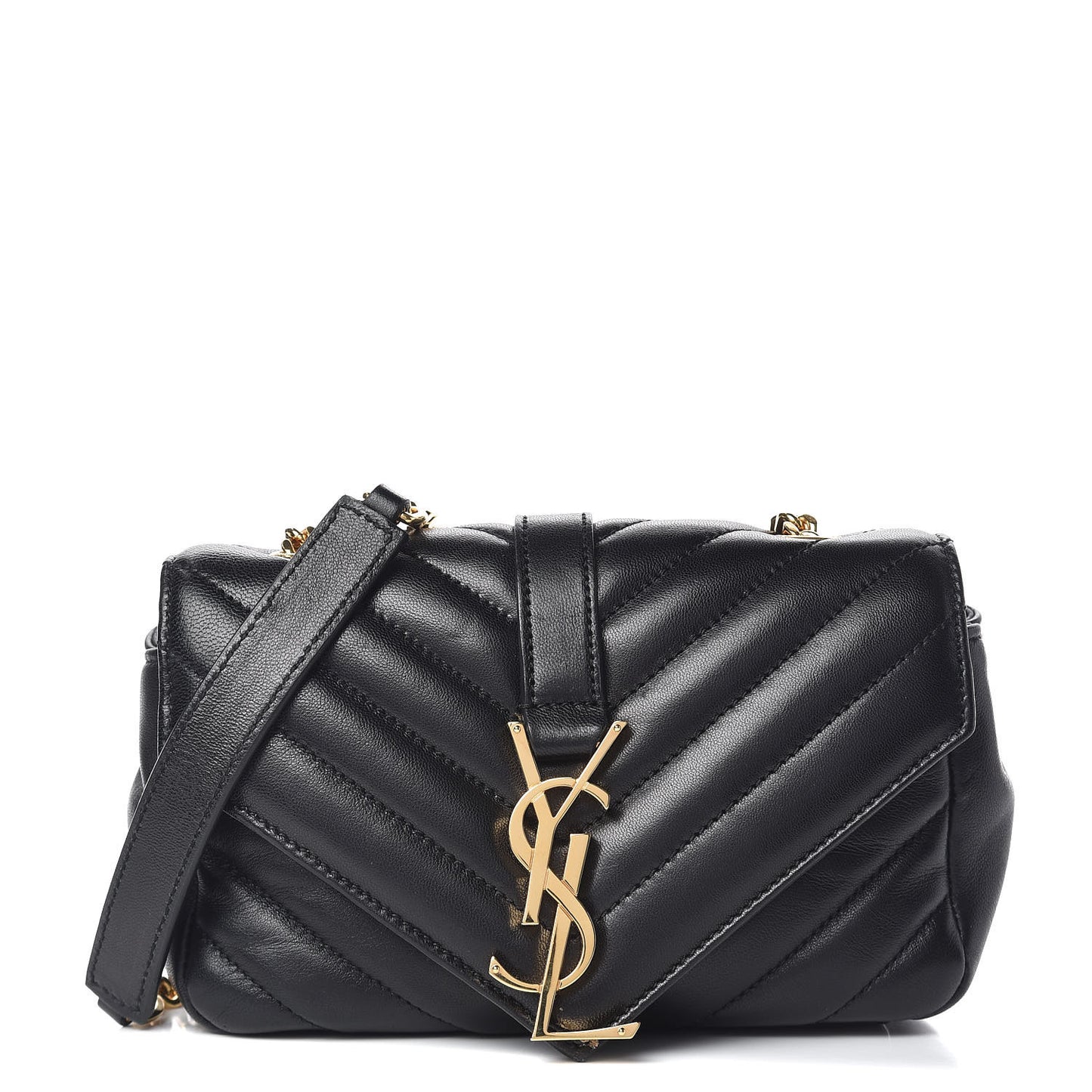 Calfskin Matelasse Chevron Classic Monogram Baby Chain Bag Black
