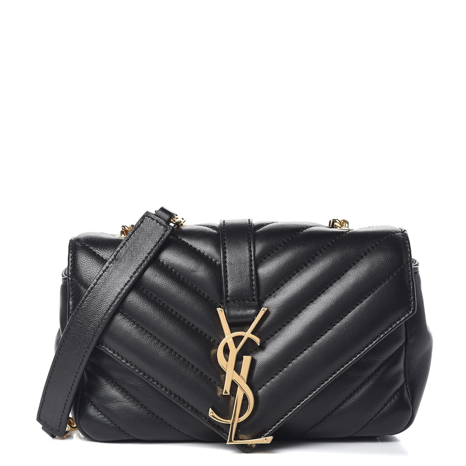 Saint Laurent Calfskin Matelasse Chevron Classic Monogram Baby Chain Bag Black 1 of 10